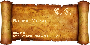 Malmer Vince névjegykártya
